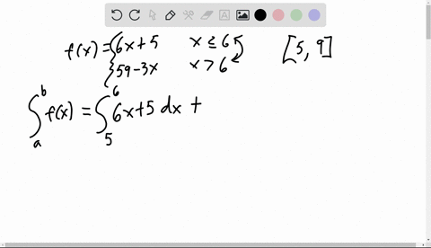 find-the-area-under-the-graph-of-f-over-the-interval-59-6x-5_-for-x6-fx-59-3x-for-x-6-the-area-is-type-an-integer-or-a-simplified-fraction-44921