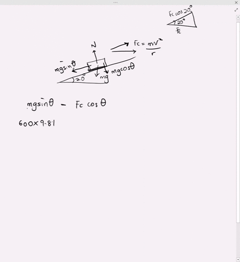 a-600-kg-car-is-going-around-a-curve-with-a-radius-of-120-m-that-is-banked-at-an-angle-of-20-with-a-speed-of-245-ms-what-is-the-minimum-coefficient-of-static-friction-required-for-the-car-no-58085