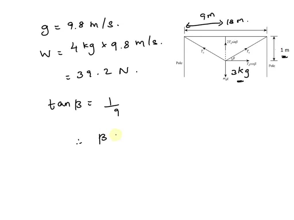 SOLVED: 'point) horizontal clothesline is tied between 2 poles, 18 ...