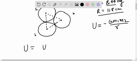 three-bowling-balls-form-an-equilateral-triangle-as-shown-in-figure-1-each-ball-has-a-radius-of-118-cm-and-a-mass-of-844-kg-what-is-the-total-gravitational-potential-energy-of-this-system-32018