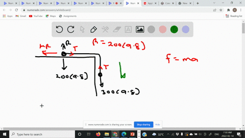 two-blocks-are-joined-by-an-inextensible-cable-as-shown-in-the-figure-coefficient-of-kinetic-friction-between-the-200-kg-block-and-the-ground-is-k-03-if-the-system-is-released-from-rest-dete-37986