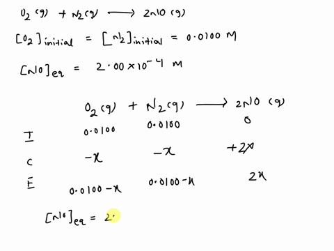 a-reaction-o2g-n2g-2-nog-was-prepared-with-the-following-initial-concentrations-o2o-n2o-00100-m-the-initial-concentration-of-nitrogen-monoxide-0-m-at-equilibrium-the-no-concentration-was-mea-84334
