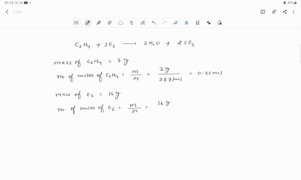 SOLVED Consider the following reaction C2H4 g O2 g H2O g