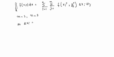 values-of-fxyfxy-are-given-in-the-table-below-let-rr-be-the-rectangle-1x162y321x162y32-find-a-riemann-sum-which-is-a-reasonable-estimate-for-rfxydarfxyda-with-x02x02-and-y04y04-yx-11-13-15-2-69712
