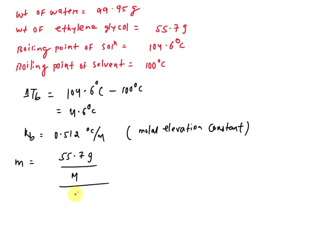 SOLVED: Determination of the molar mass of ethylene glycol Weight of ...