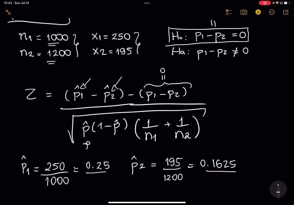 SOLVED Test the claim that p1 ≠ p2. Use α = 0.02. Assume the samples