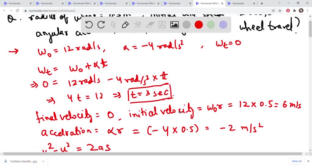 SOLVED Truck wheel with radius R = 0.5 m has an initial angular