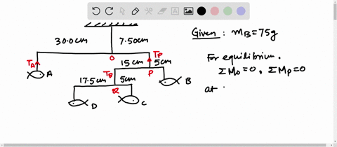 Fish Equilibrium Drawining Problem 2 - The mobile is in equilibrium. The weights of the...