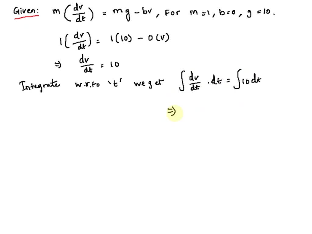 SOLVED: 'The equation of motion of an object of mass m, with initial ...