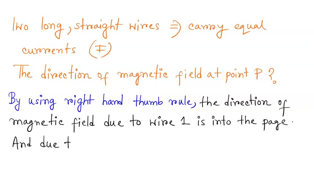 SOLVED Two long; straight wires in the plane of the page carry equal