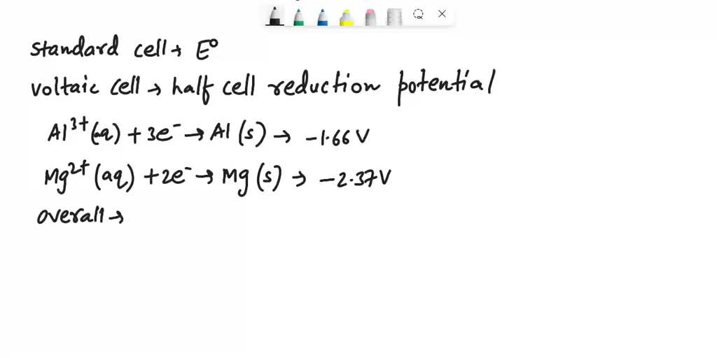 SOLVED: Consider a voltaic cell based on the following reaction: Al3 ...