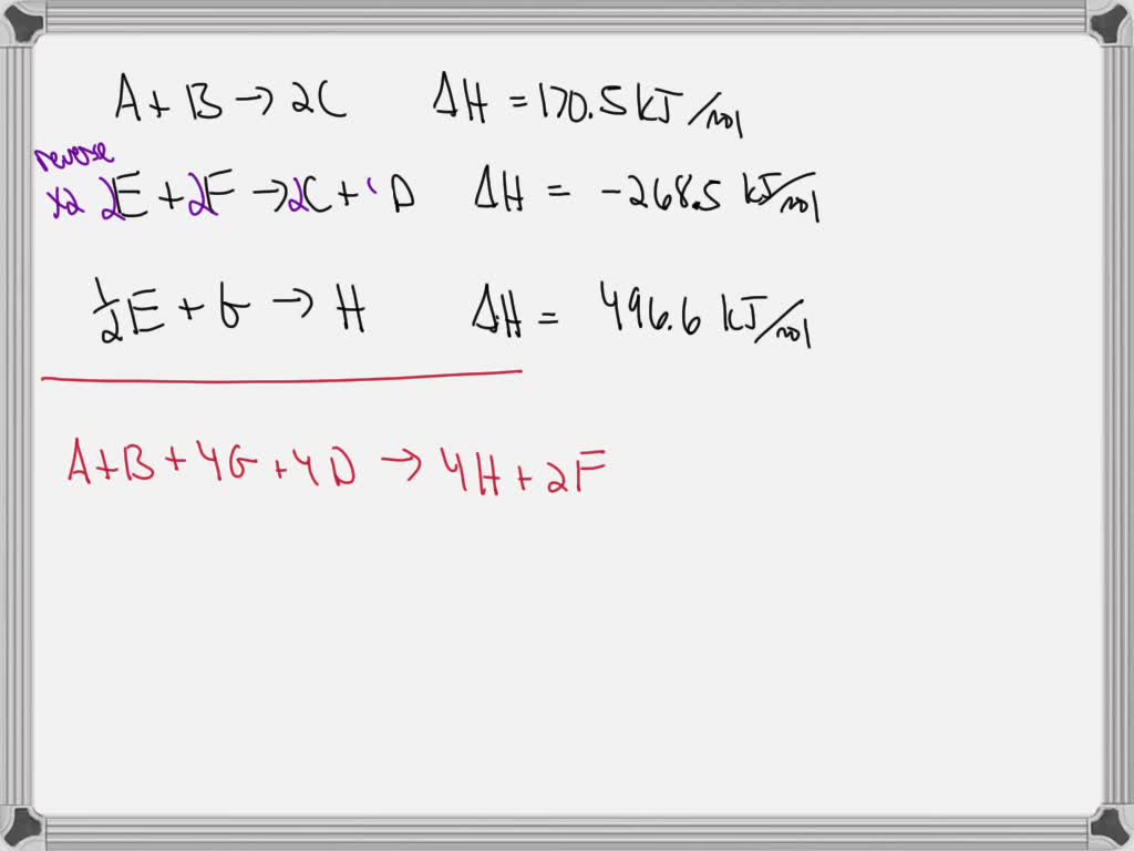 SOLVED: Given the following enthalpy change values for the reactions ...
