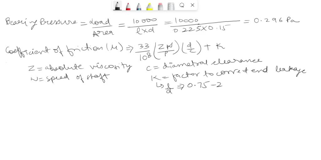 SOLVED: A 150 mm diameter shaft supporting a load of 10 kN has a speed ...