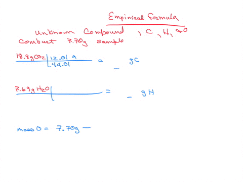 an-unknown-compound-contains-only-c-h-and-o-combustion-of-770-g-of-this-compound-produced-188-g-co2-and-769-g-h2o-what-is-the-empirical-formula-of-the-unknown-compound-insert-subscripts-as-n-08033