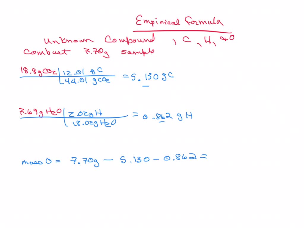 SOLVED: An unknown compound contains only C, H, and O. Complete ...