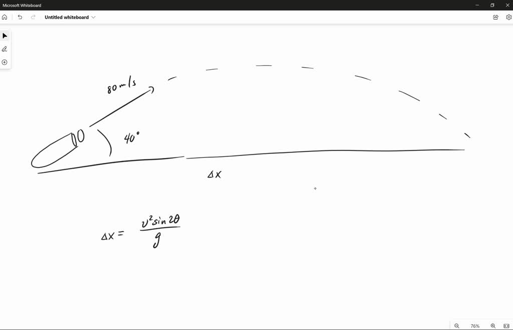 SOLVED A cannonball is fired from a gun with a muzzle velocity of 80 m