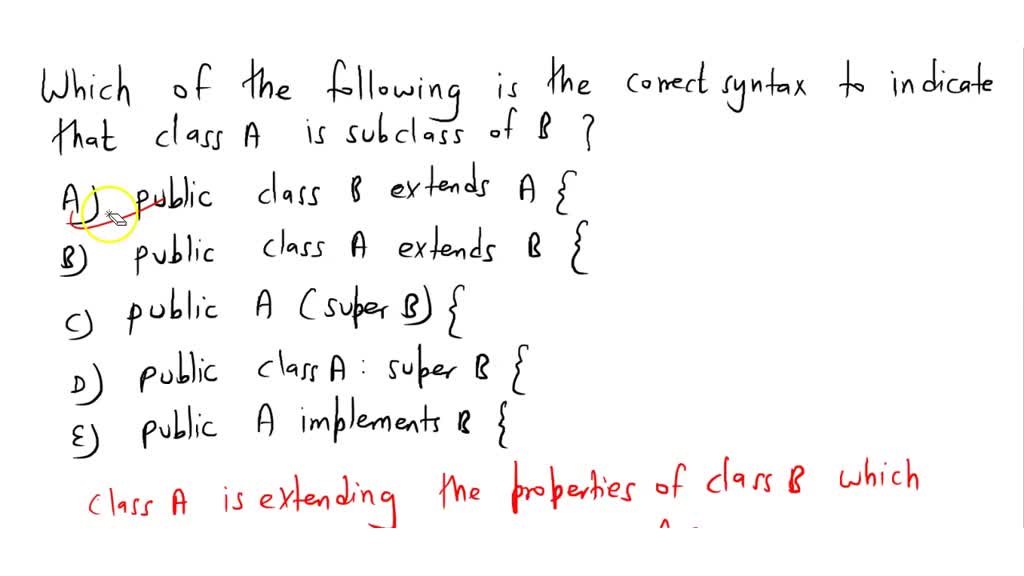 SOLVED: Which Of The Following Is The Correct Syntax To Indicate That ...