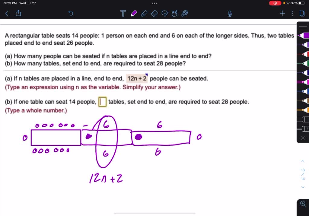 SOLVED Arectangular table seats 14 people person on each end and on
