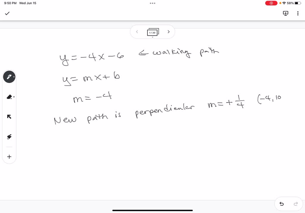 SOLVED a walking path across a park is represented by the equation y