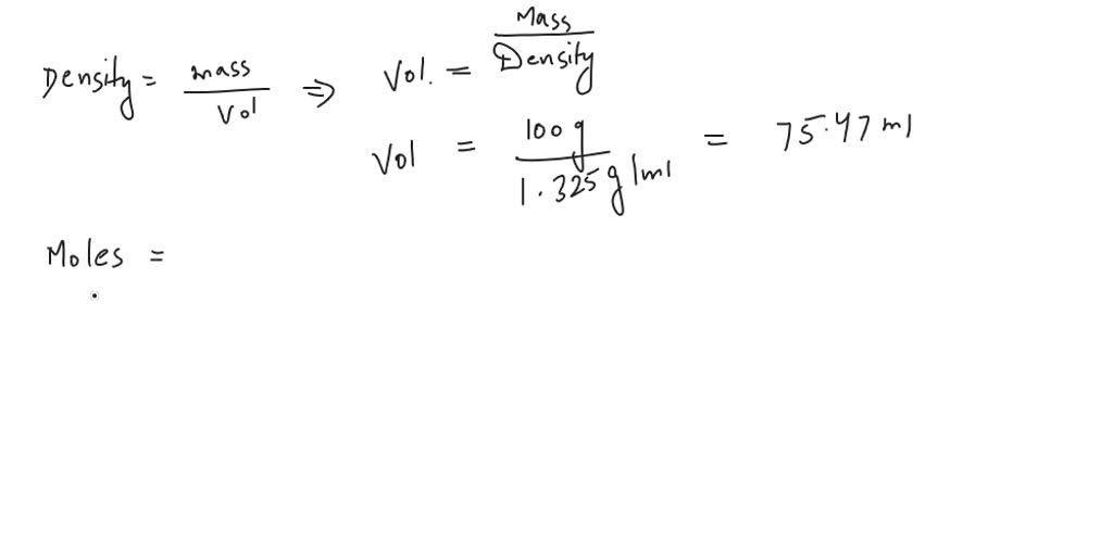 SOLVED Part A Calculation of Molarity Using the Density of the