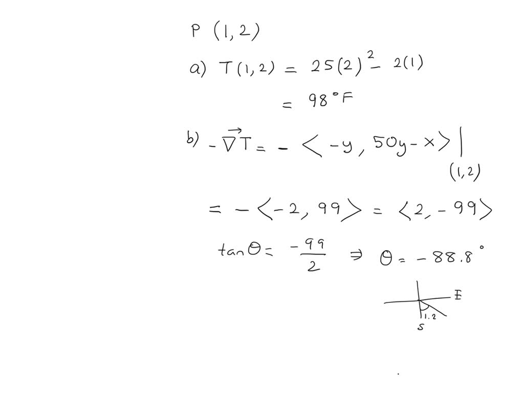 SOLVED The temperature at (x, y) is given by T(x, y) = 25y^2 − xy. A