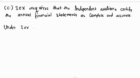which-of-the-following-statements-about-sarbanes-oxley-sox-is-false-a-sox-requires-that-audit-committee-members-be-independent-of-management-b-sox-requires-that-some-members-of-the-board-of-26767