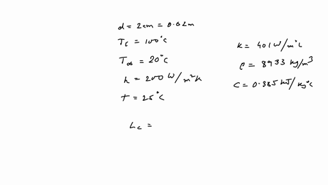 a-long-copper-rod-of-diameter-20-cm-is-initially-at-a-uniform-temperature-of-100c-it-is-now-exposed-to-an-air-stream-at-20c-with-a-heat-transfer-coefficient-of-200-wm2k-how-long-would-it-tak-47003