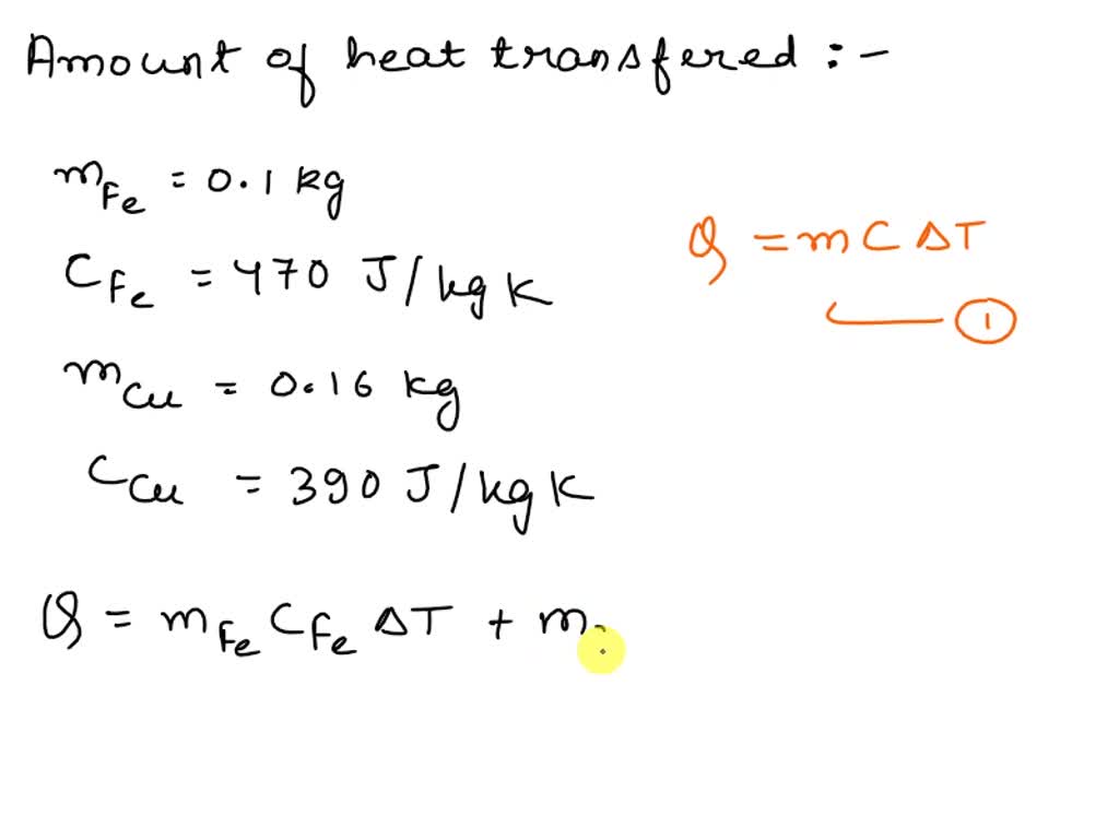 Solved A Machine Part Consists Of Kg Of Iron Of Specific Heat J Kg K And Kg Of