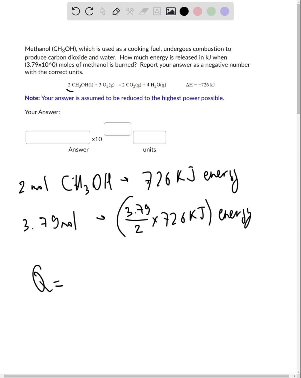 Solved Methanol Ch3oh Which Is Used As A Cooking Fuel Undergoes Combustion To Produce 5013