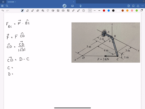 2-129-determine-the-magnitude-of-the-projected-component-of-the-3-kn-force-acting-along-the-axis-b-c-of-the-pipe-probs-2-128129