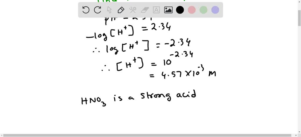 SOLVED: A sample of nitric acid has pH of 1.95 What is the concentration?