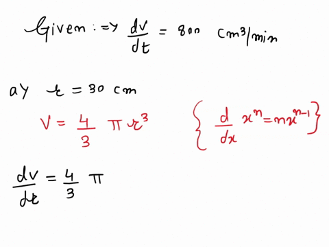 a-spherical-balloon-is-inflated-with-gas-at-the-rate-of-800-cubic-centimeters-per-minute-how-fast-is-86464