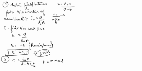 7-a-large-charge-neutral-metal-sheet-of-thickness-b-is-placed-between_-and-parallel-t-the-plates-of-parallel-plate-capacitor-the-scparation-between-the-plates-is-d-and-te-atca-of-each-is-the-38503