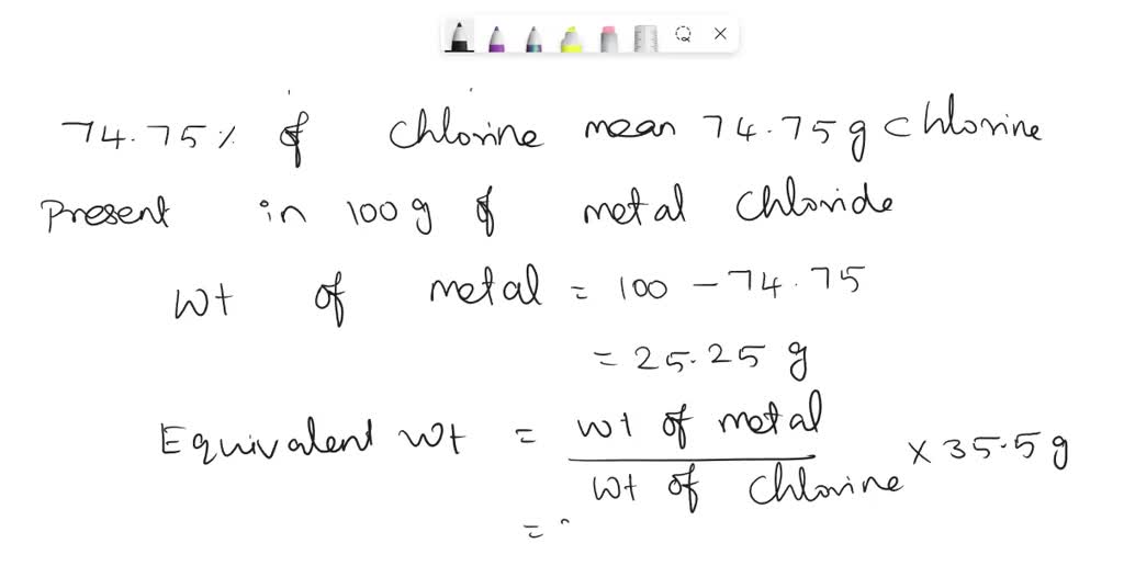 SOLVED A transition metal M forms a volatile chloride which has a vapour density of 94.8. If it