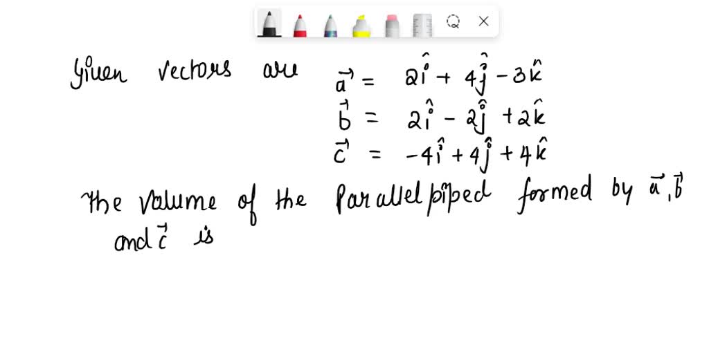 SOLVED: Find the volume of the parallelepiped generated by the vectors ...