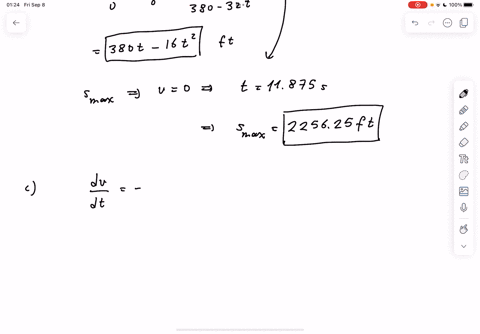 object-during-its-upward-flight-aif-air-resistance-is-neglected-find-the-velocity-of-the-object-as-a-function-of-time-use-a-graphing-utility-to-graph-this-function-vt-380-32t-b-use-the-resul-67016