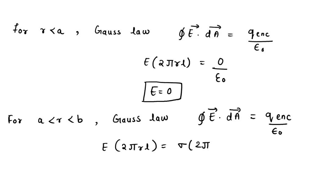 SOLVED: Consider two long; thin, concentric cylindrical shells. The ...