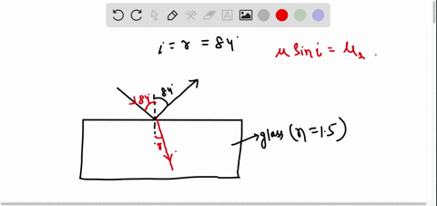 a-ray-of-light-ray-a-in-air-strikes-a-flat-piece-of-glass-at-an-angle-of-i0-84a-with-respect-to-the-