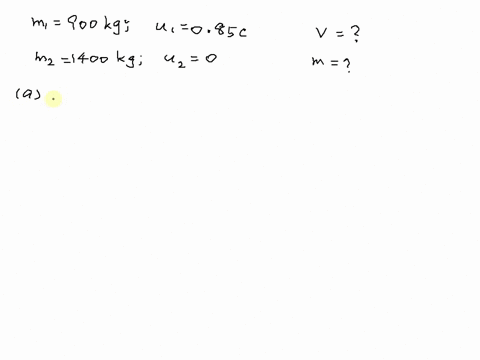 an-object-having-mass-of-900-mathrmkg-and-traveling-at-a-speed-of-0850-c-collides-with-a-stationary-26861