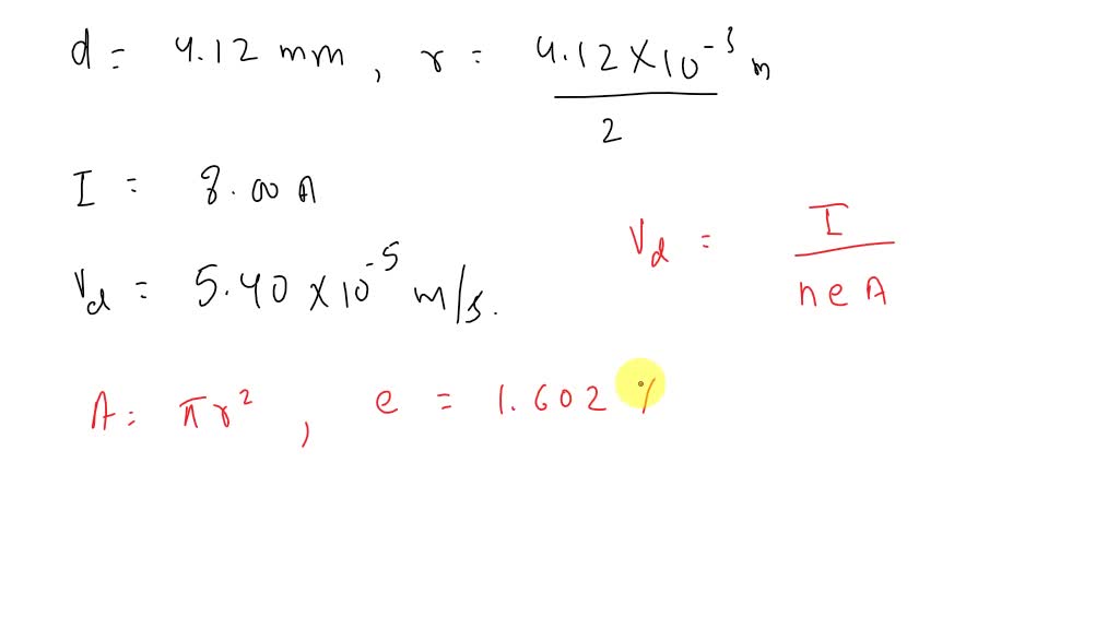 SOLVED: A metallic wire has a diameter of 4.12mm. When the current in ...