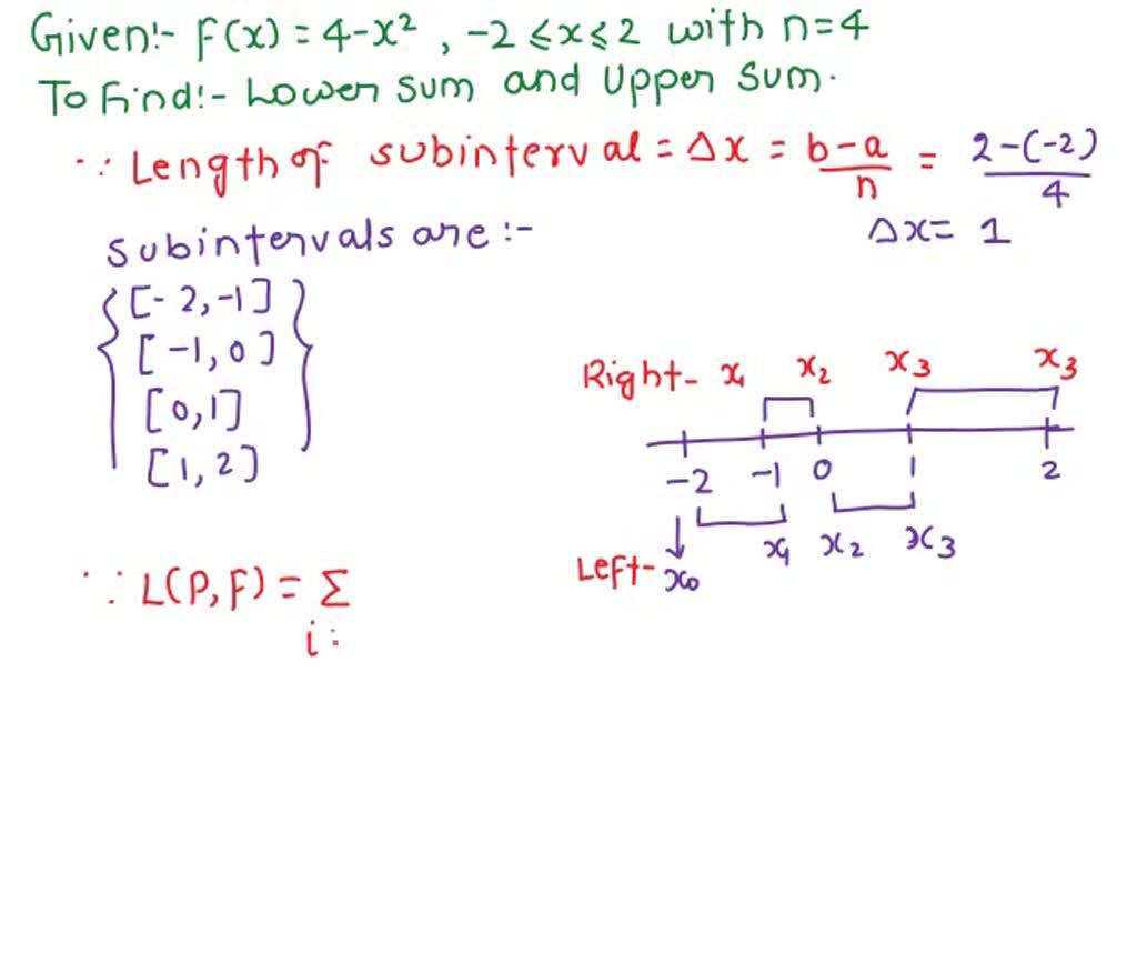 Solved Evaluate The Upper And Lower Sums Using Riemann Sum For F X 4 X 2 2