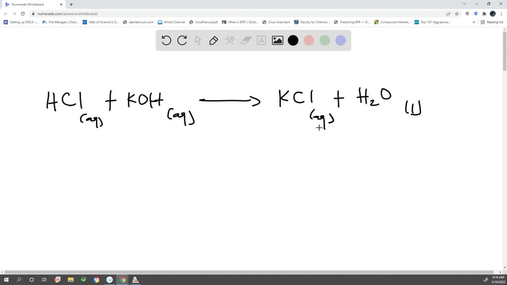 SOLVED (10 points) Write the chemical equation for reaction of