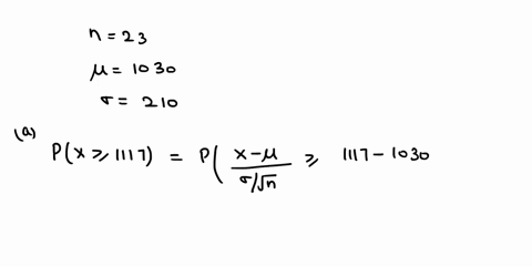 a-sample-of-n23-observations-is-drawn-from-a-normal-population-with-1030-and-210-find-each-of-the-following-a-px-1117-probability-b-px-964-probability-c-px-1012-probability-07946
