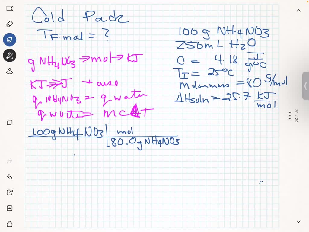 SOLVED What is the final temperature in a squeezed cold pack that