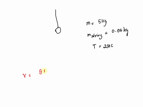 a-simple-pendulum-consists-of-a-ball-of-mass-500-kg-hanging-from-a-uniform-string-of-mass-0060-0-kg-and-length-l-if-the-period-of-oscillation-of-the-pendulum-is-200-s-determine-the-speed-of-59083