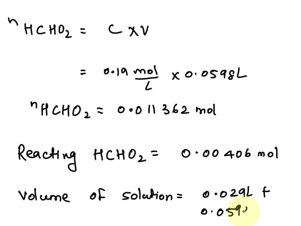 SOLVED: In a titration, 354 mL of 0.21 M formic acid HCOOH was added to ...