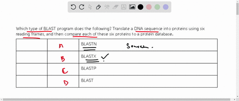 which-type-of-blast-program-does-the-following-translate-a-dna-sequence-into-proteins-using-six-reading-frames-and-then-compare-each-of-these-six-proteins-to-a-protein-database-blastn-blastx-50418