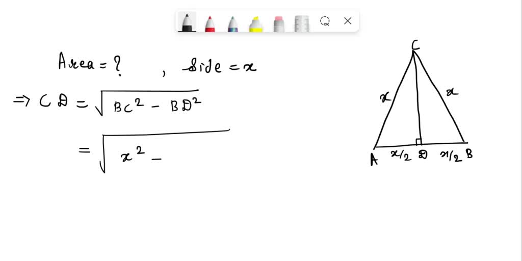 SOLVED: Find a function that models the area A of an equilateral ...