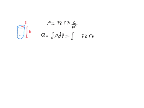 find-the-total-charge-contained-in-a-cylindrical-volume-defined-by-r-48-meters-0-z-7-meters-if-the-charge-density-is-given-by-72-r-z-coulombs-per-cubic-meter-29516