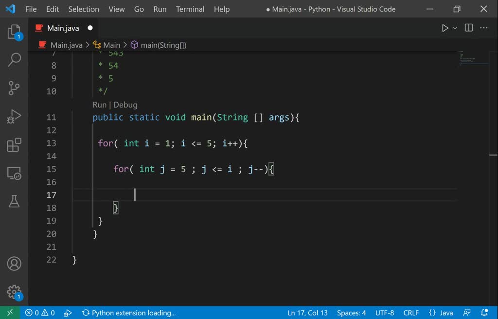 SOLVED: Write a java program to print following pattern: 1 1 2 1 2 3 1